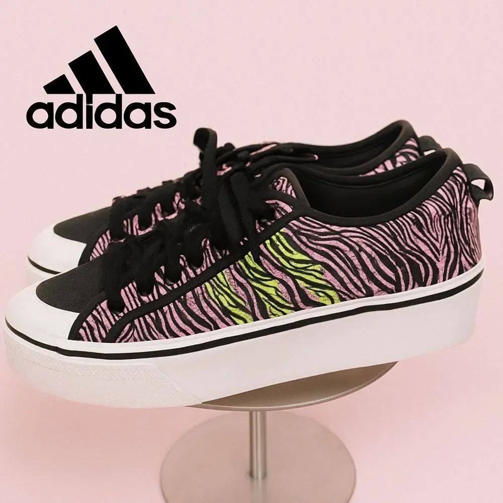 Adidas Originals Nizza Platform Black Yellow Pink Zebra Womens IE9626 Sneakers 9